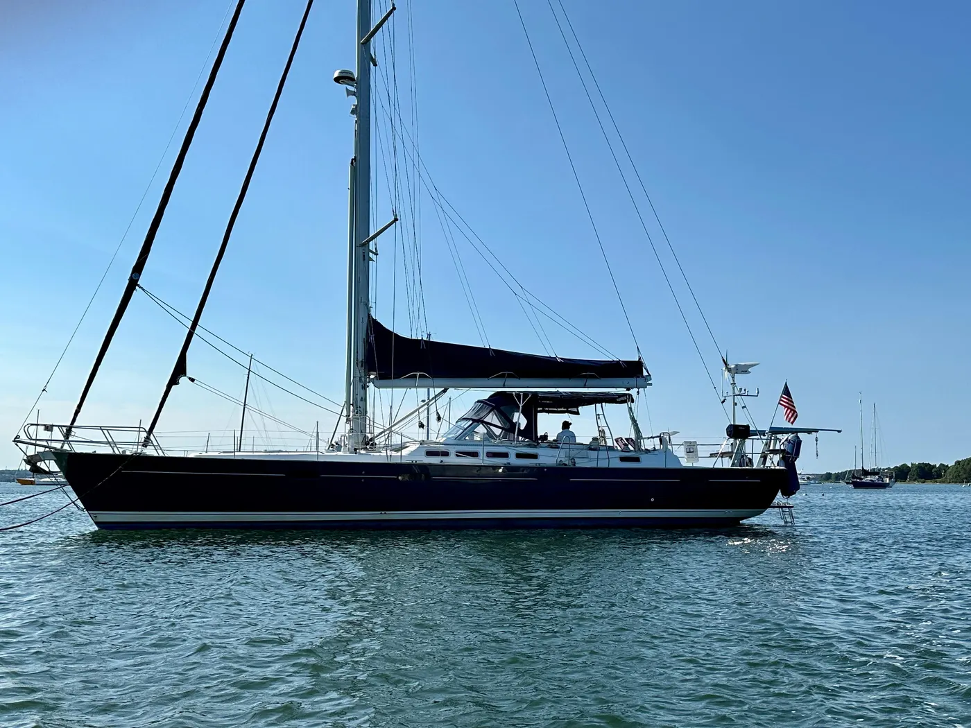 A Beneteau 57 lying at her berth